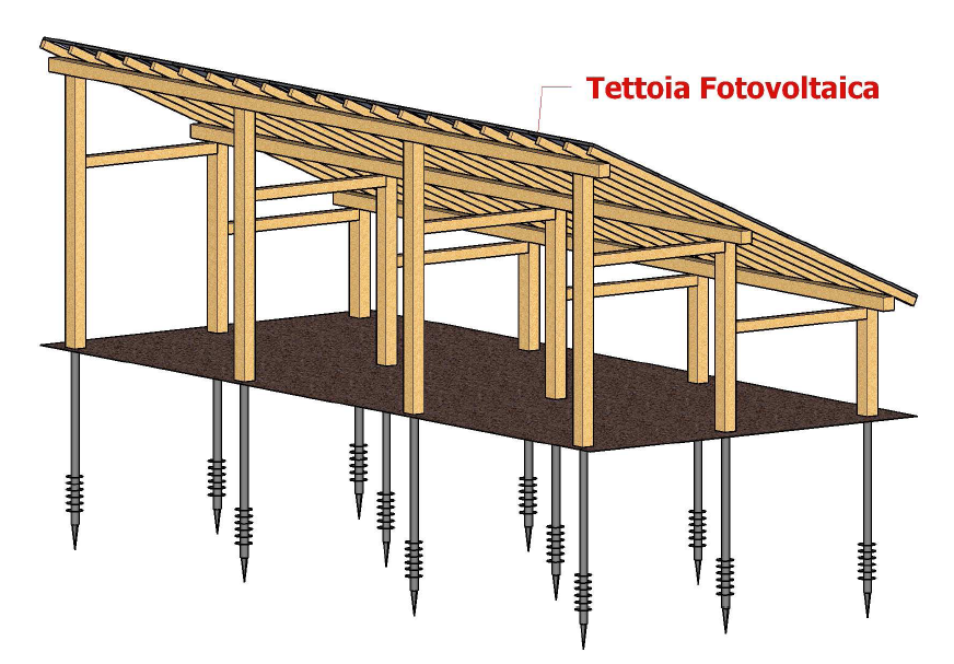 Tettoia in legno dwg